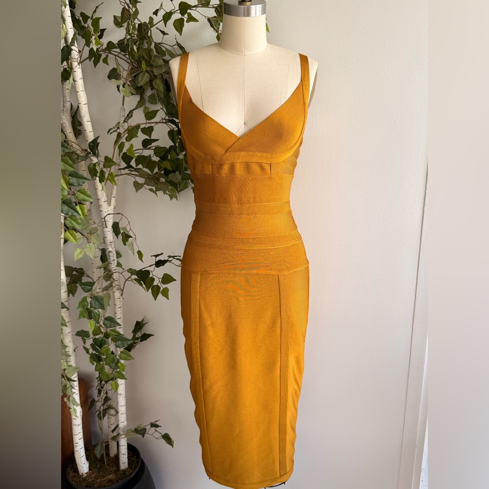 House of CB Bandage Gold Belice Midi Dress